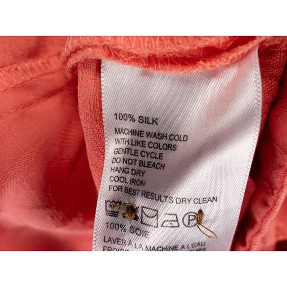 Tommy Bahama Shirt Mens 2XL Salmon Pink Silk Short Sleeve Jacquard Floral Print - Picture 4 of 14